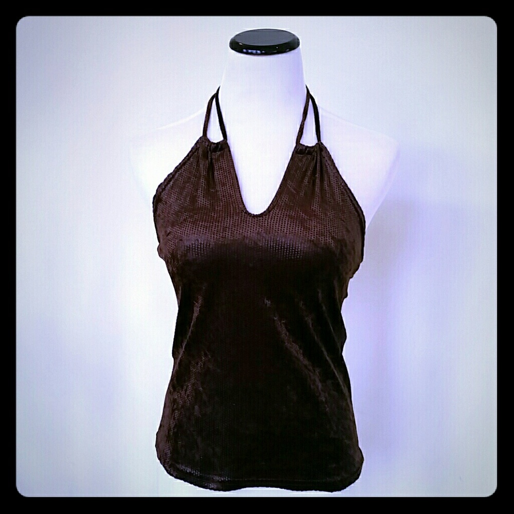 Divine faux brown halter neck top.